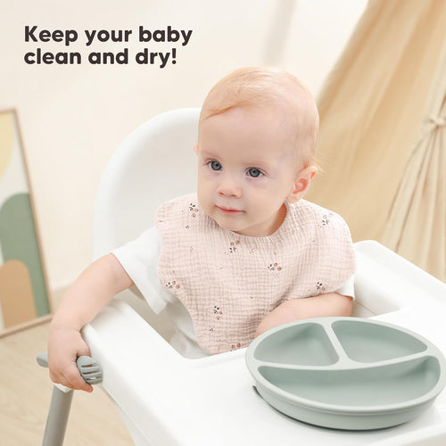 Bearmoss Muslin Baby Bibs for Drooling & Teething Cotton Drool Bib 6 Pack