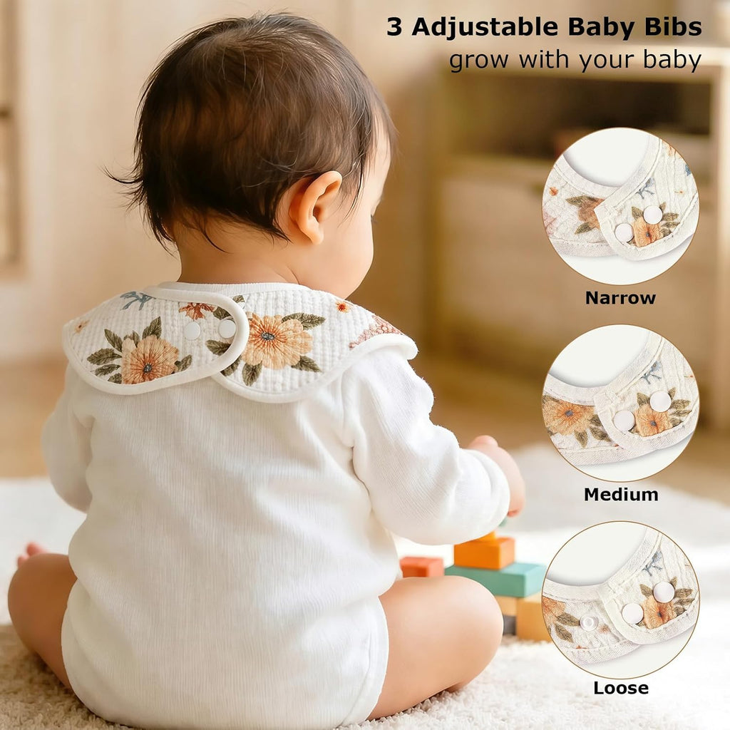 Muslin Bibs for Baby Girl Boy, 6 Pack Cotton Baby Bibs for Newborn Toddler