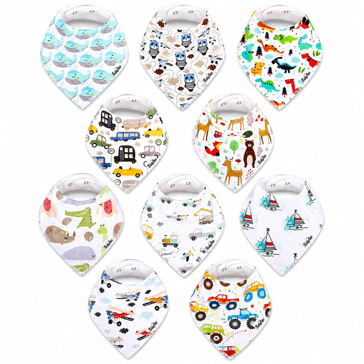 KiddyStar Premium Organic Cotton Bibs for Drooling & Teething Babies