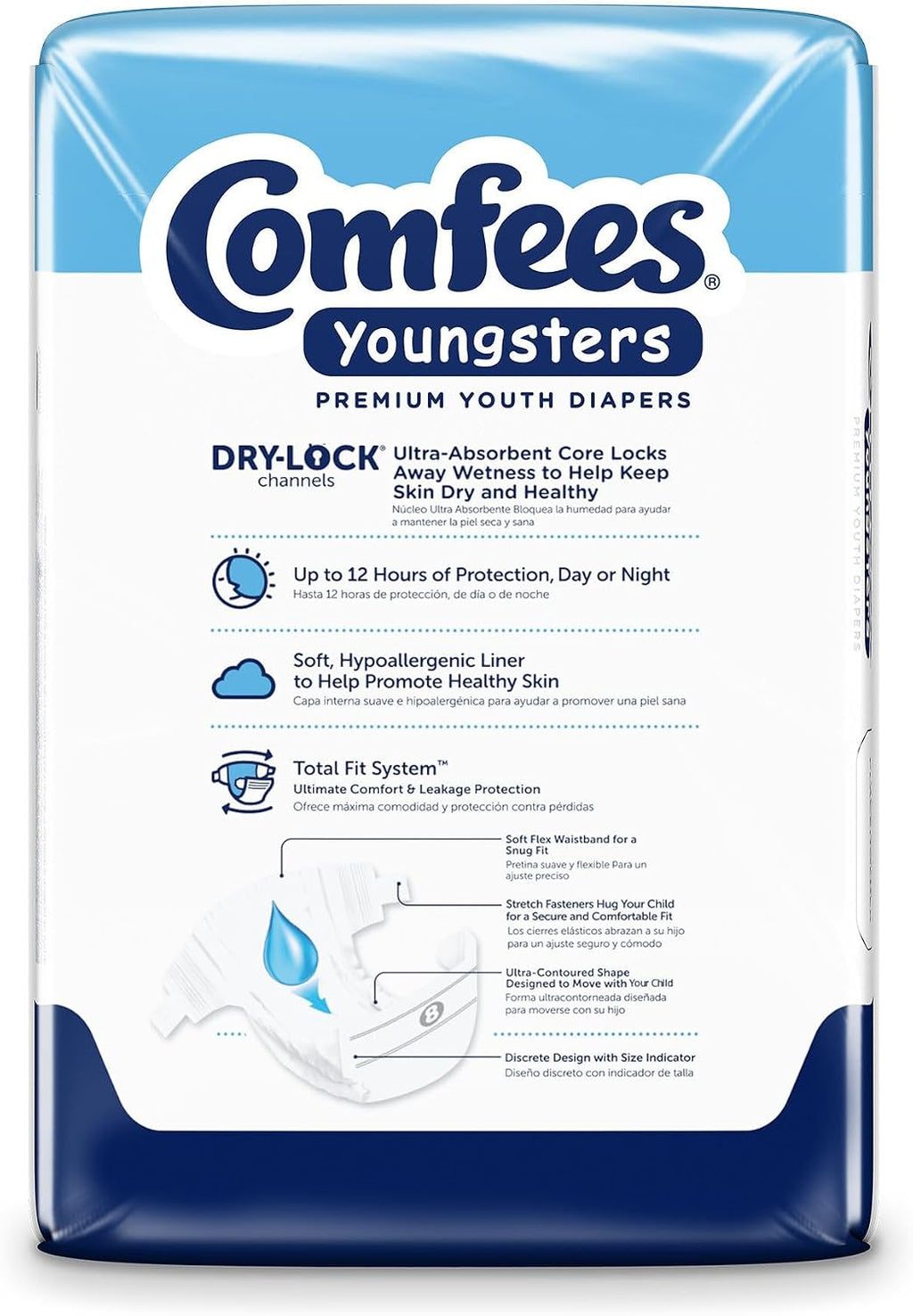 Comfees Youngsters Youth Incontinence Brief 8 Heavy Absorbency Contoured, CMF-8, 49, 80 Ct