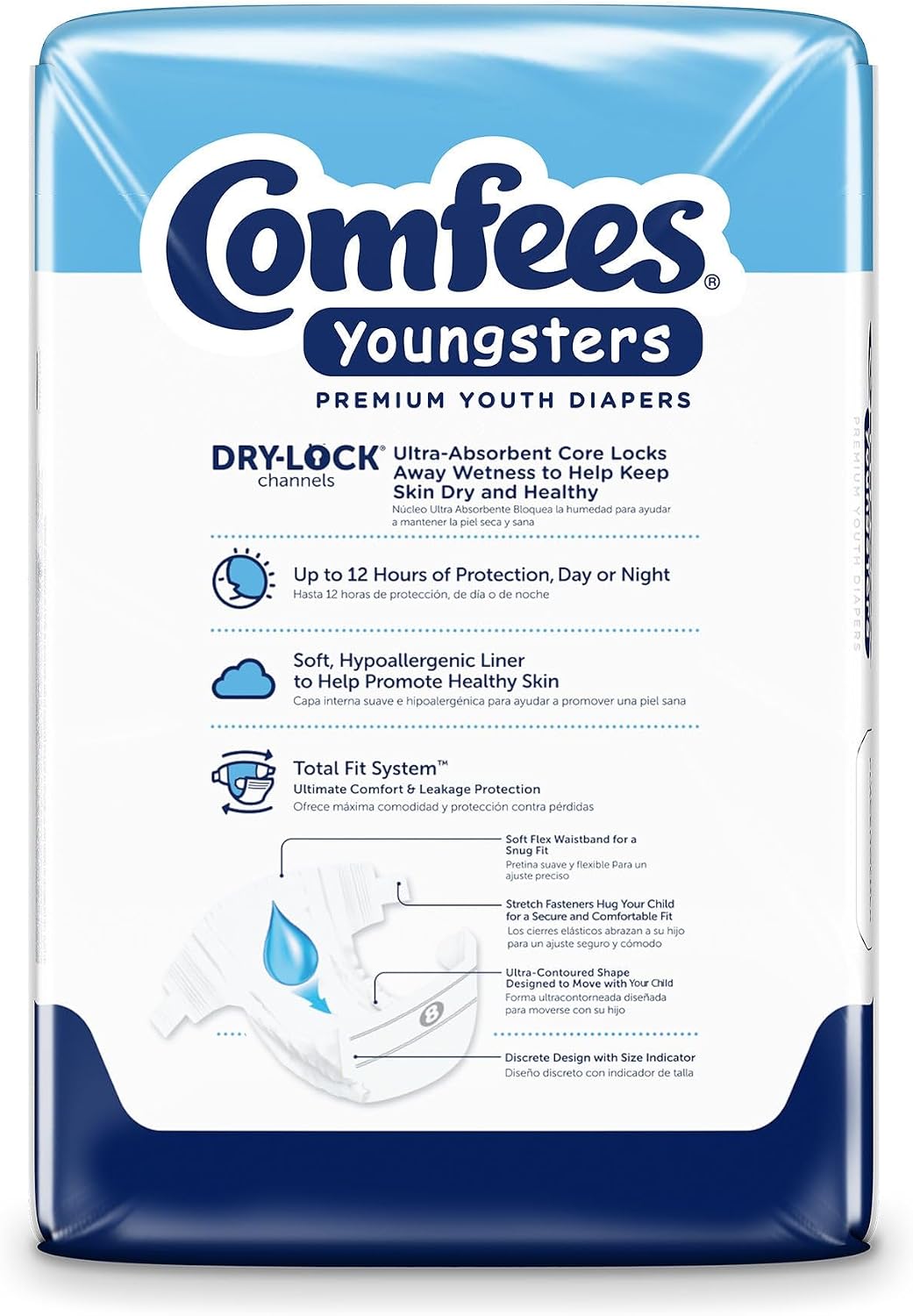 Comfees Youngsters Youth Incontinence Brief 8 Heavy Absorbency Contoured, CMF-8, 49, 80 Ct