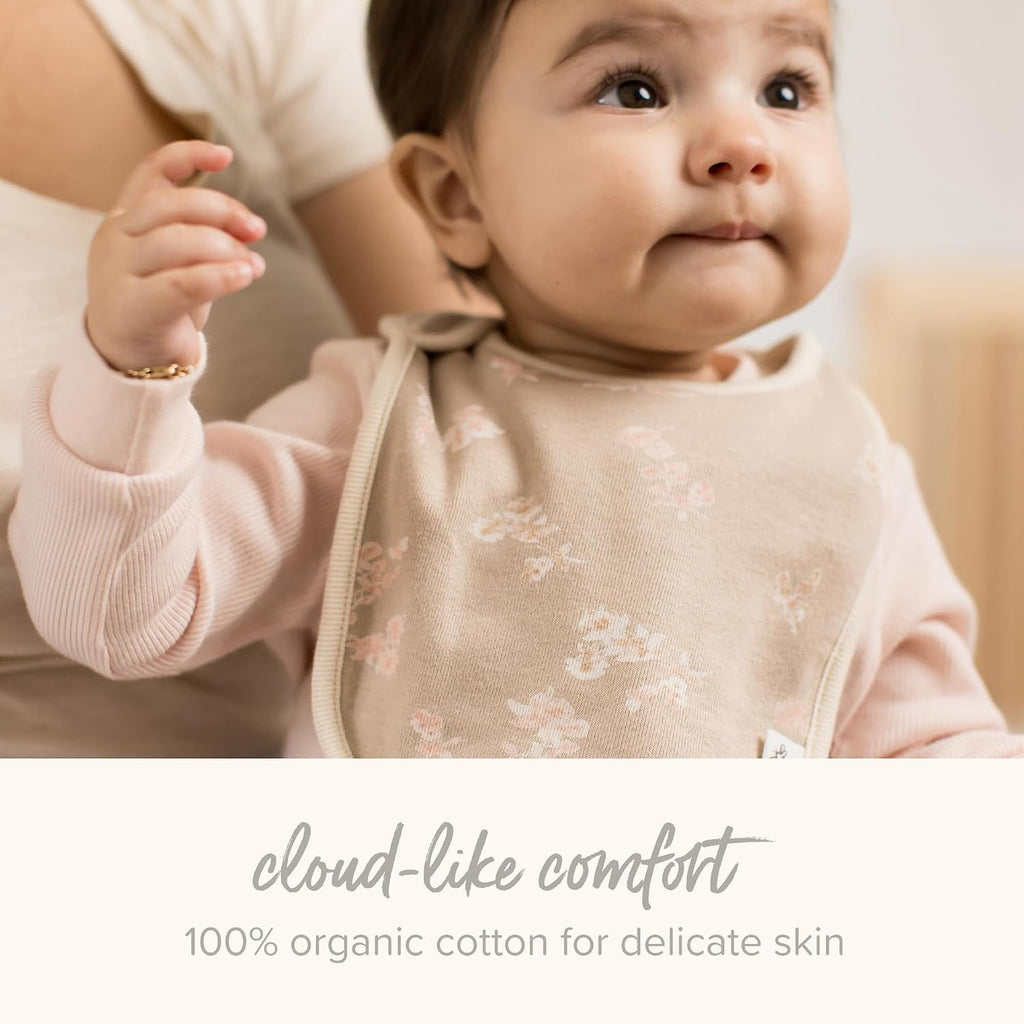 Burt’s Bees Baby Unisex Baby Bibs, Lap-Shoulder Drool Cloths, 100% Organic Cotton with Absorbent Terry Towel Backing Bibs