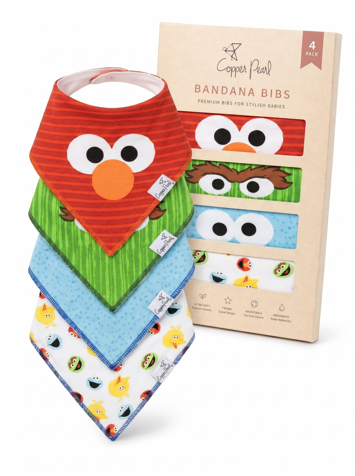 Copper Pearl Baby Bibs 4 Pack & 6 Pack, Bandana Drool Bibs for Baby Girl & Boy, Soft Cotton Bibs for Drooling and Teething