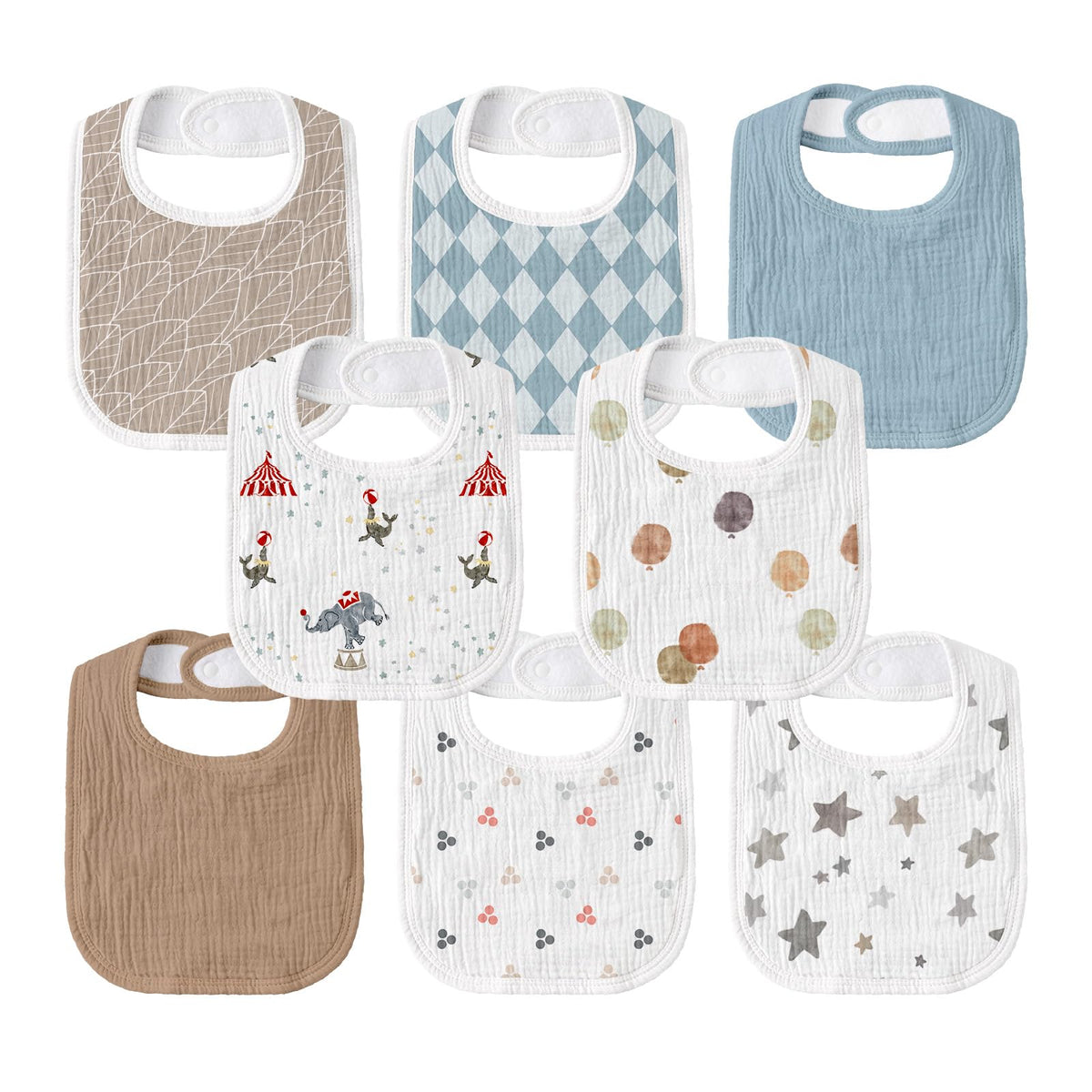 Muslin Bibs for Baby Boy, Adjustable Fit for Drooling and Teething Toddler