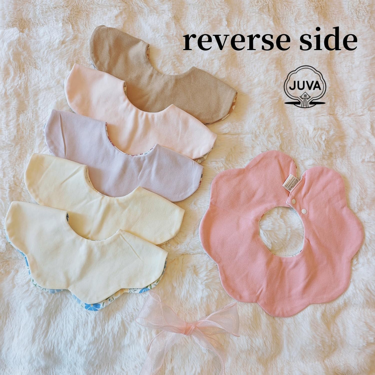 JUVA 6-Pack Organic Cotton Drool Bibs for Baby Girl or Boy, 360° Rotating