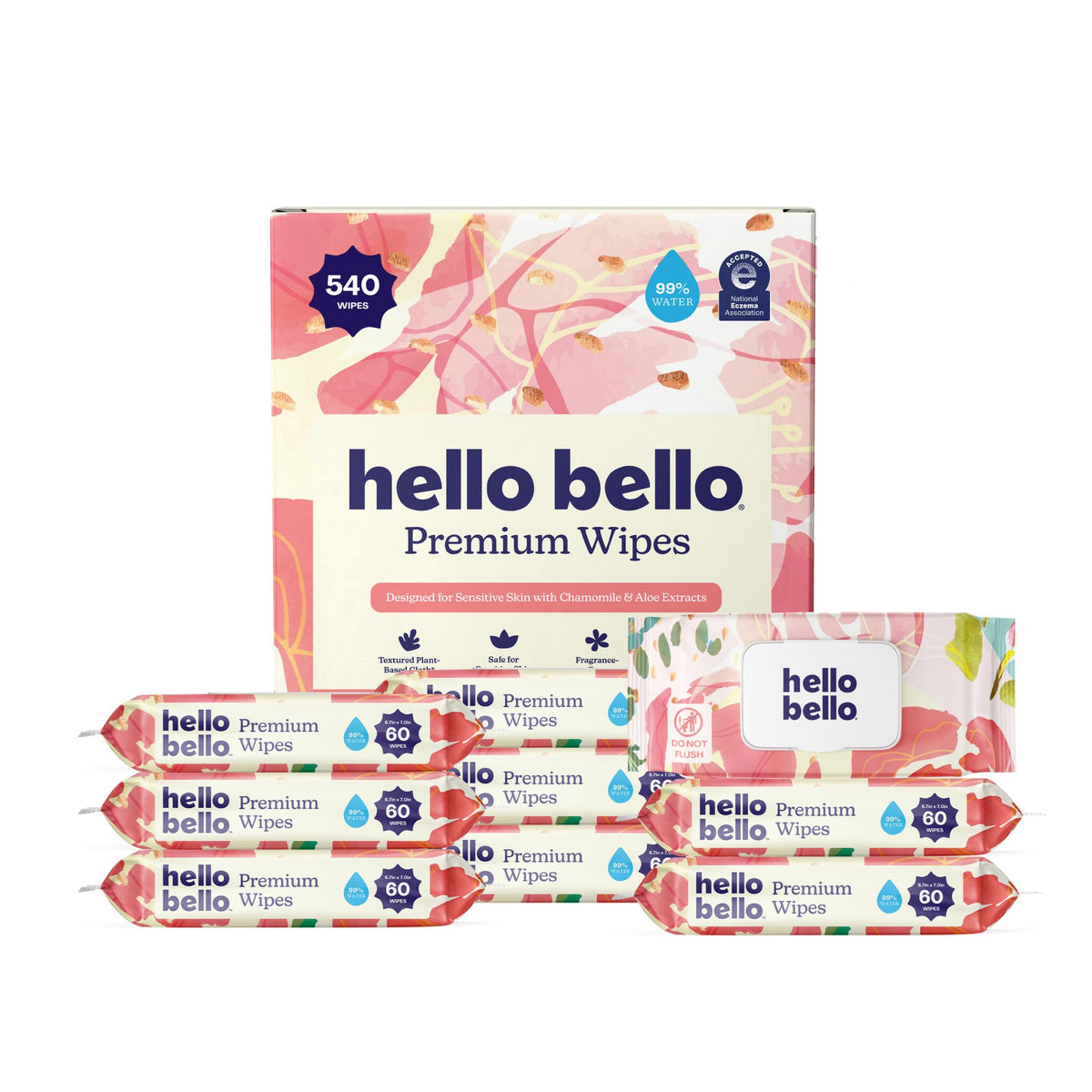 Hello Bello Premium Baby Wipes (Simply Sage) Fragrance-Free 18pk = 1080ct