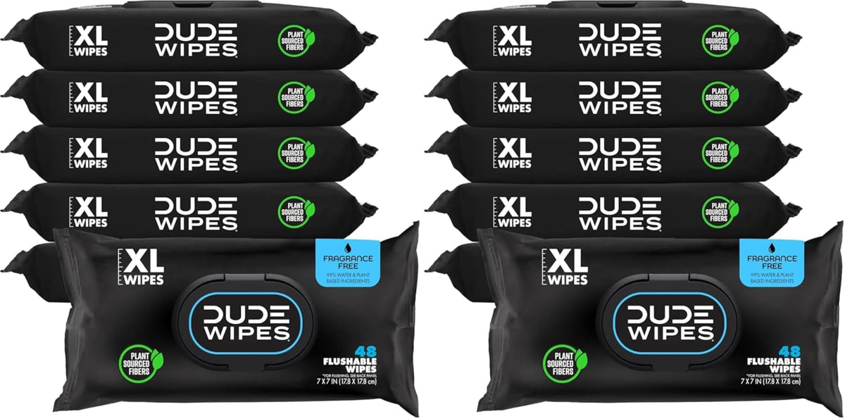 DUDE Wipes Unscented Adult Flushable Wet Wipes, Sensitive Skin, 288 Count