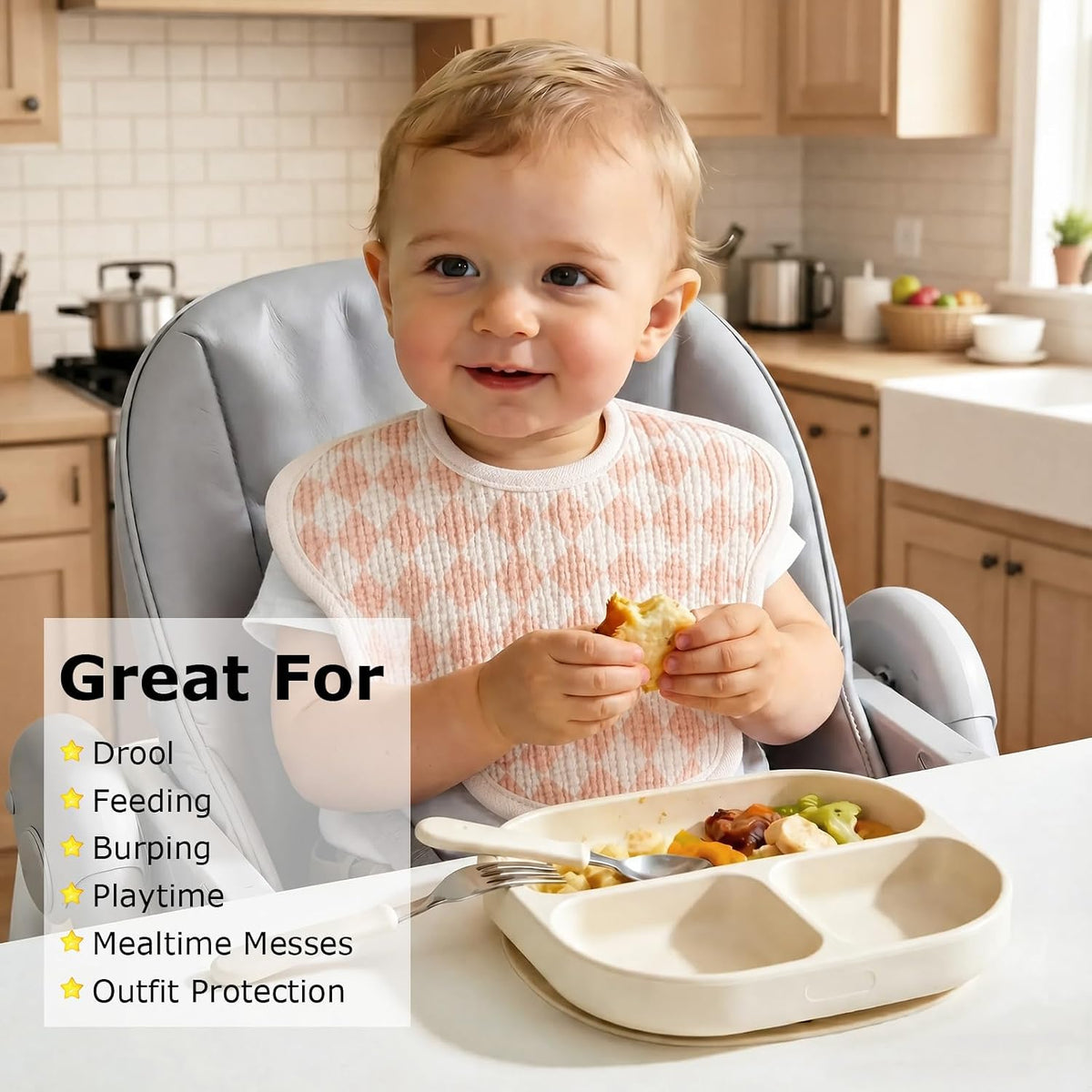 Muslin Bibs for Baby Girl Boy, 6 Pack Cotton Baby Bibs for Newborn Toddler