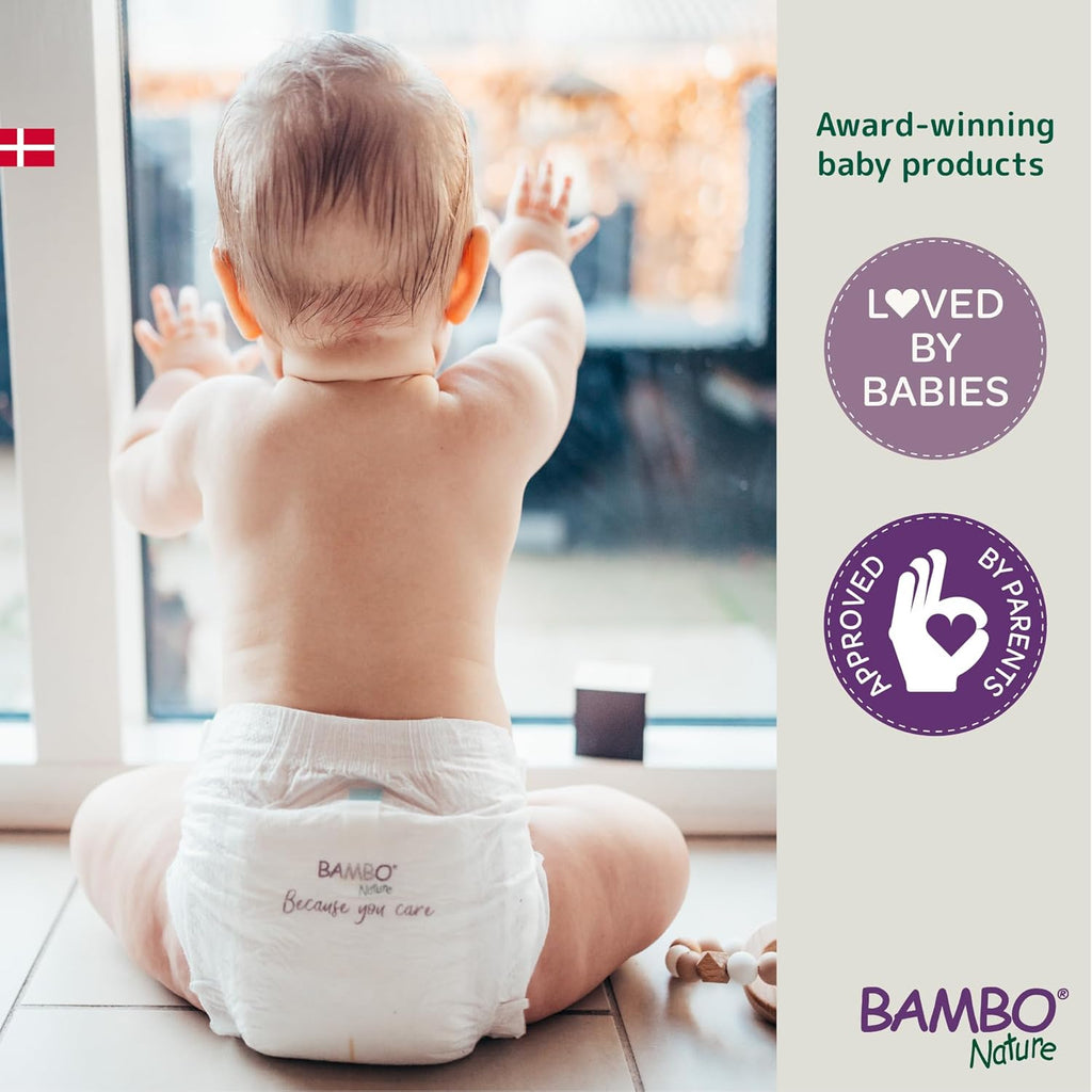 Bambo Nature Hypoallergenic Baby Diapers, Eco-Labeled Diapers, Enhanced Leakage Protection, Totally Chlorine-Free, Skin Friendly, and Super Absorbent - Size 2 (30 Count)