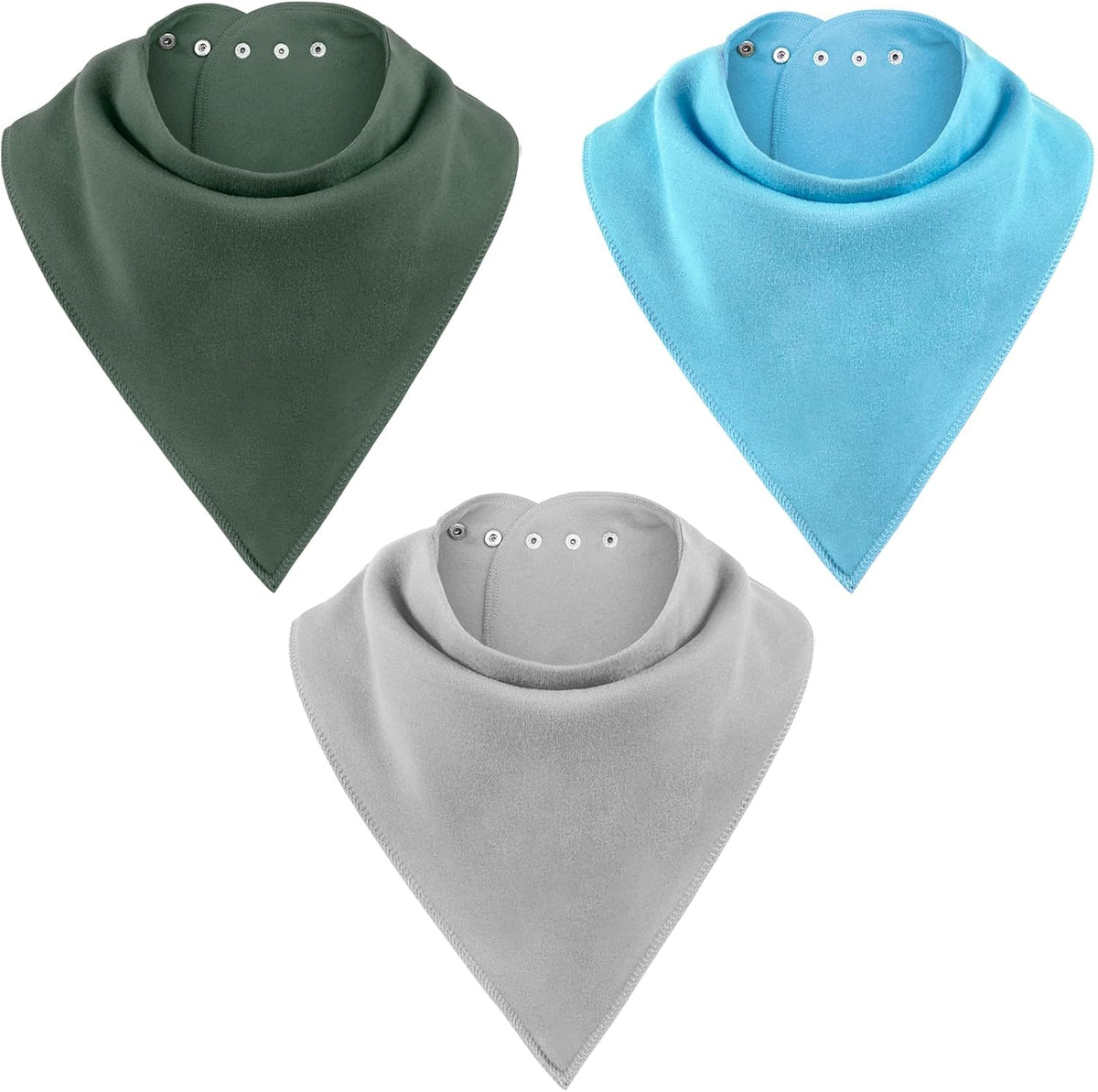 Adult Bandana Bibs 3 Pk, Large Absorbent Cloth Protectors for Senior Elderly, Reusable Cloth Scarf