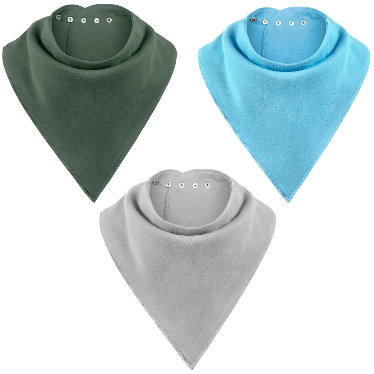 Adult Bandana Bibs 3 Pk, Large Absorbent Cloth Protectors for Senior Elderly, Reusable Cloth Scarf
