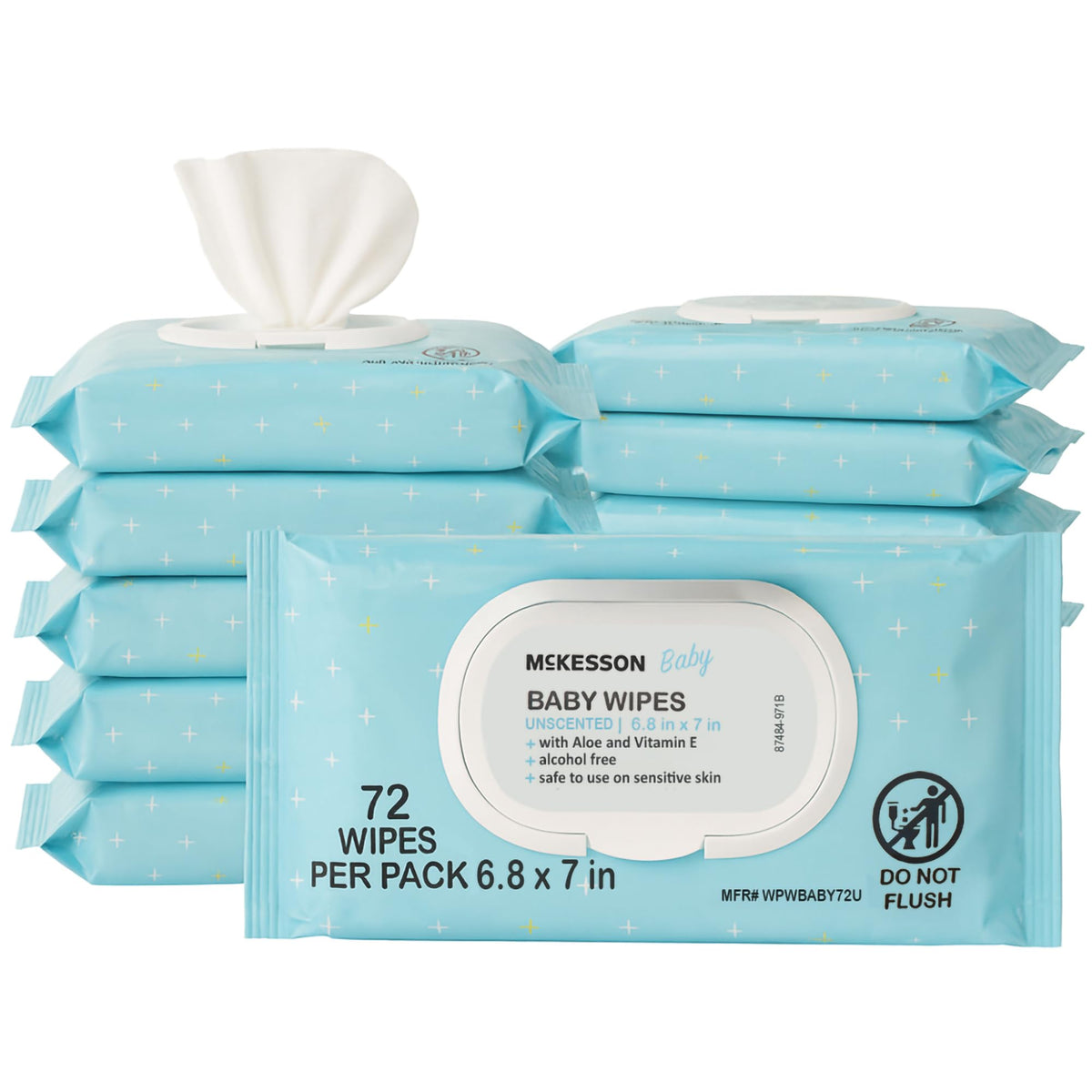 McKesson Baby Wipe with Aloe and, 6.8 x 7 in, 864 Wipes, 72 per Pack