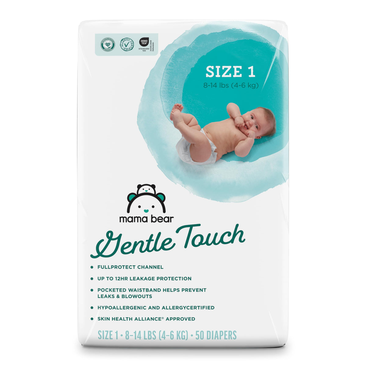 Amazon Brand - Mama Bear Gentle Touch Baby Diapers, Formulated without Fragrance, Size 4, 148 Count (4 packs of 37), with Skin Protection and Leak Protection