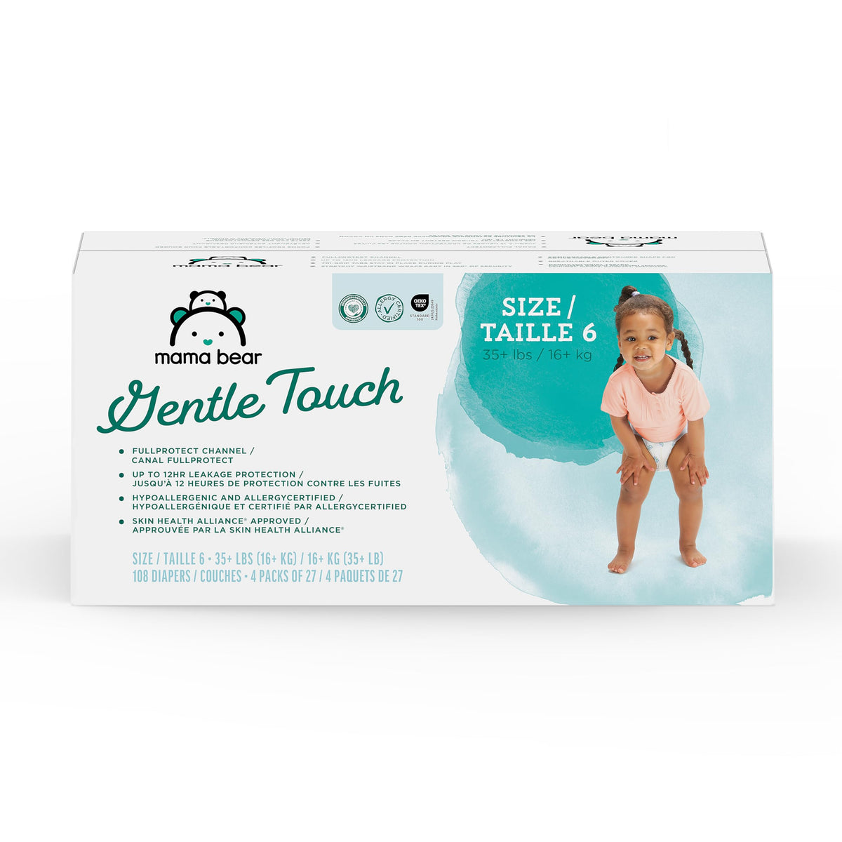 Amazon Brand - Mama Bear Gentle Touch Baby Diapers, Formulated without Fragrance, Size 4, 148 Count (4 packs of 37), with Skin Protection and Leak Protection