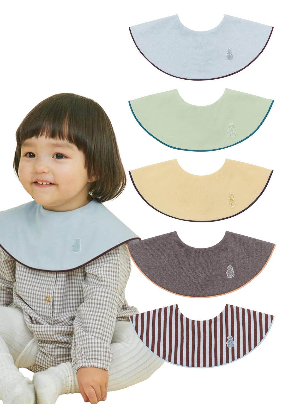 Konny Baby Bib 3/5/7-Pack Set, 360 ° Rotate, Soft and Absorbent Drooling for Toddler Boys Girls Baby Essentials