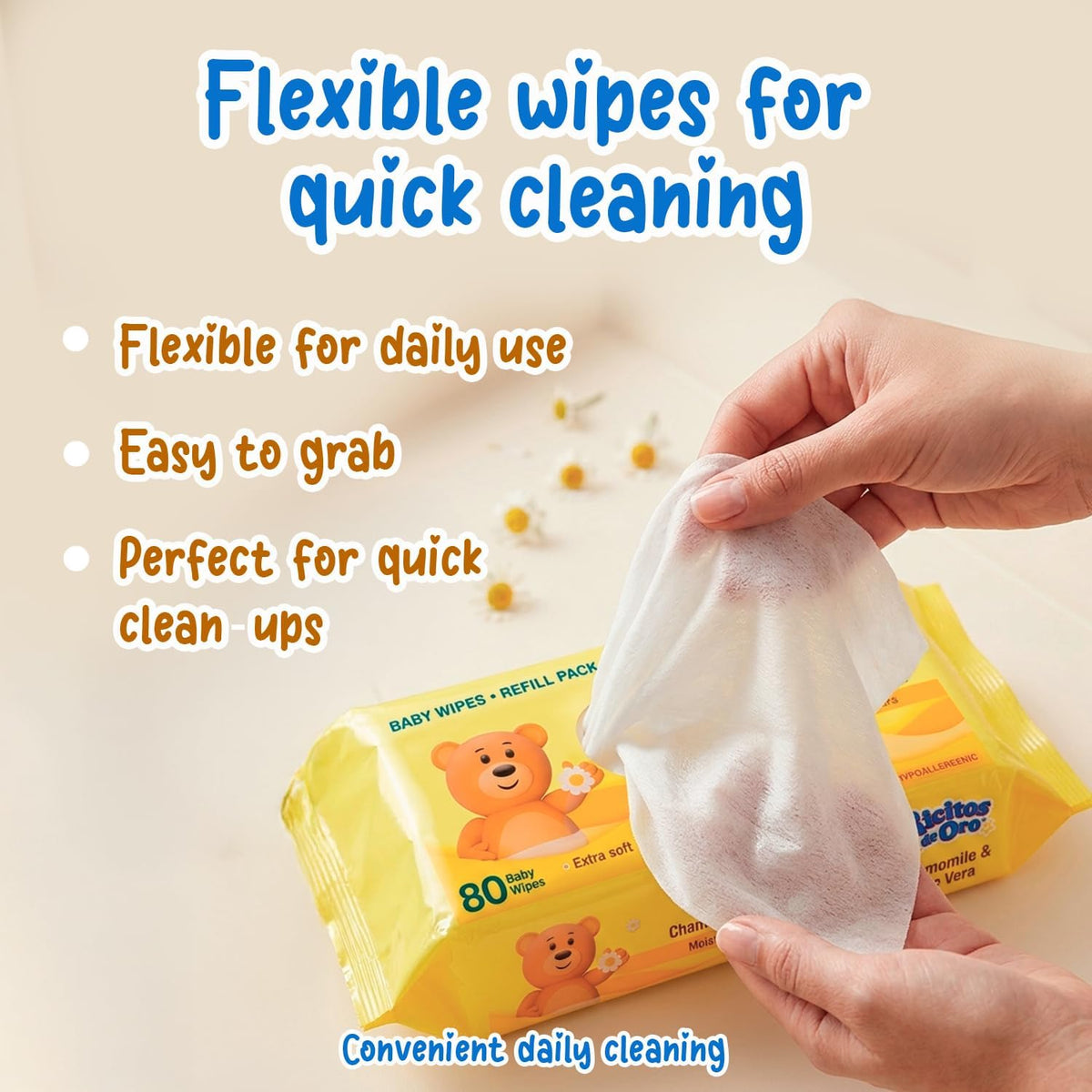 Ricitos de Oro Baby Wipes | Chamomile & Aloe Vera | 80 ct | 6-Pack