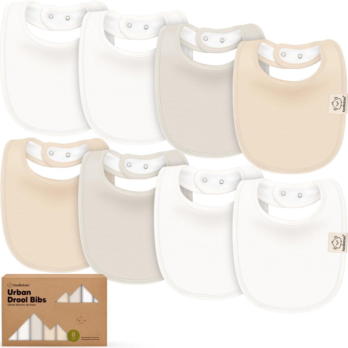 KeaBabies 8-Pack Organic Baby Bibs for Drooling and Teething (Sweet Charm)