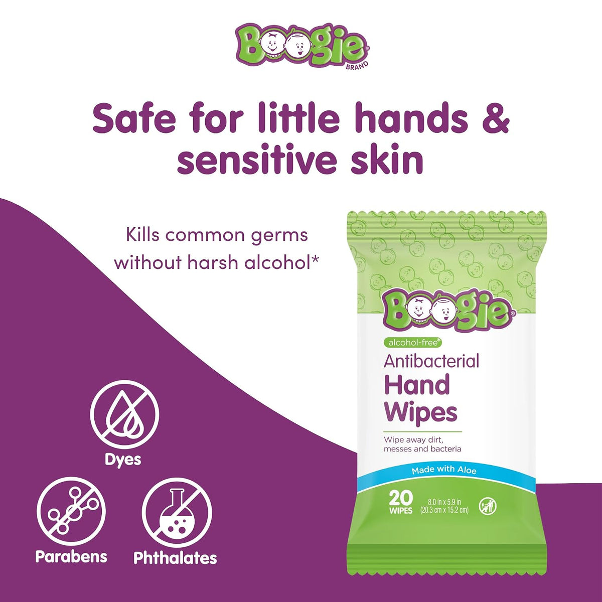Boogie Antibacterial Hand Wipes - 100 Count