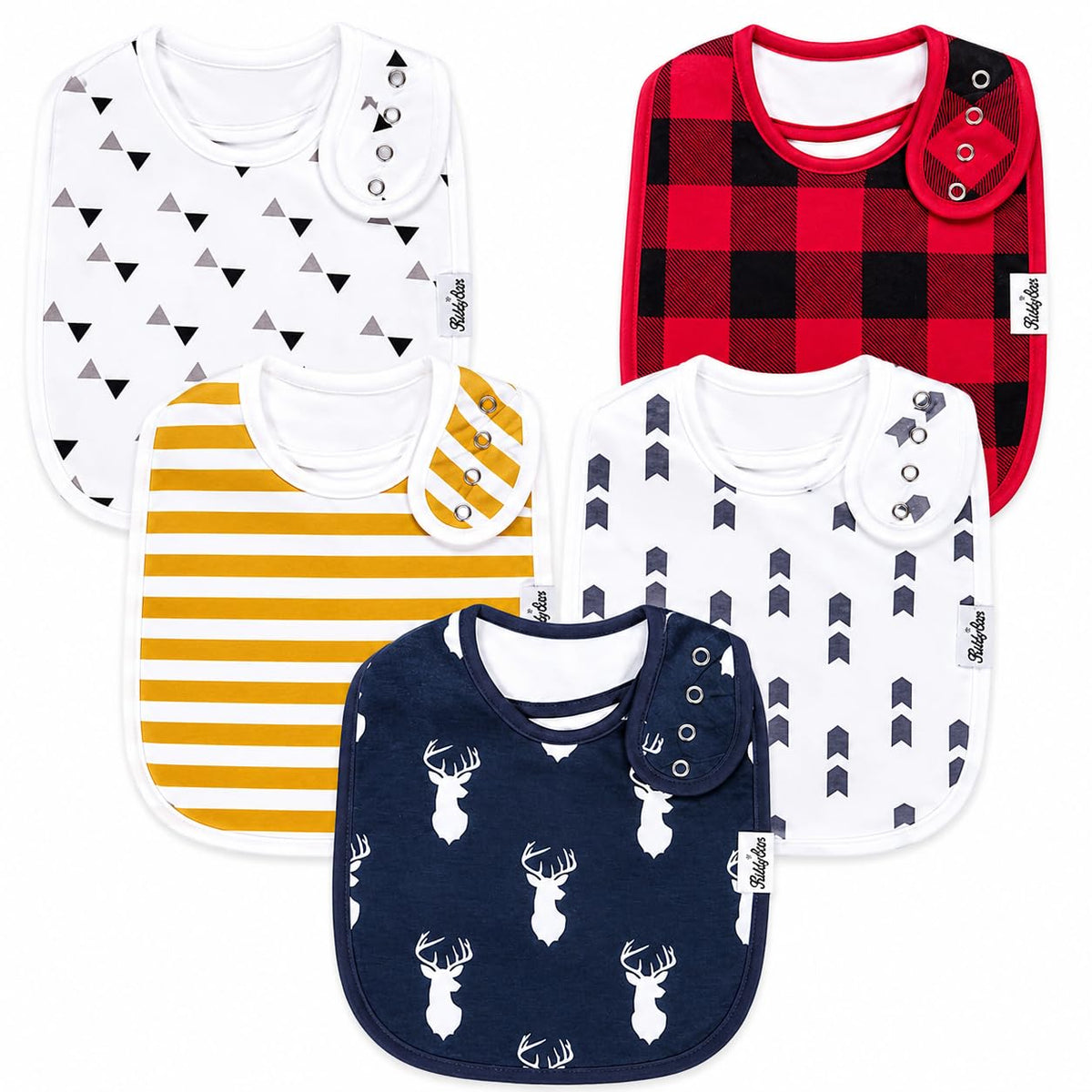 KiddyStar Premium Organic Cotton Bibs for Drooling & Teething Babies