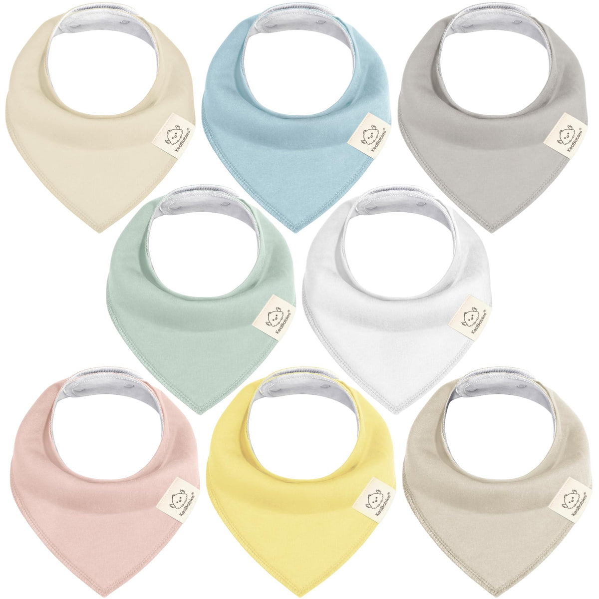 8pk Organic Baby Bandana Bibs for Drooling and Teething (Muted Pastel)