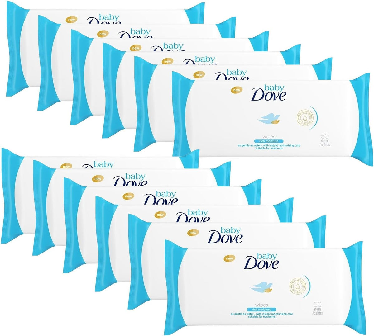 Dove Baby Wipes Rich Moisture, 50 Wipes (Pack of 3)