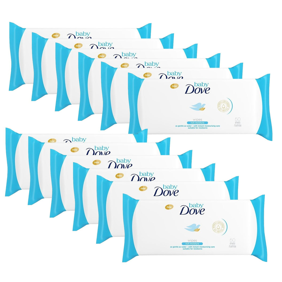 Dove Baby Wipes Rich Moisture, 50 Wipes (Pack of 3)