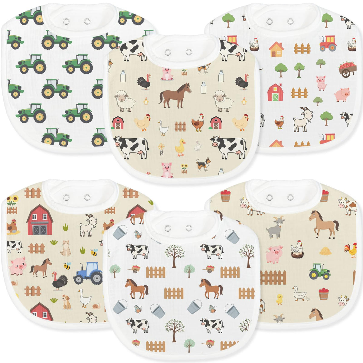 Baby Bibs for Baby Boys Girls 6-Pack
