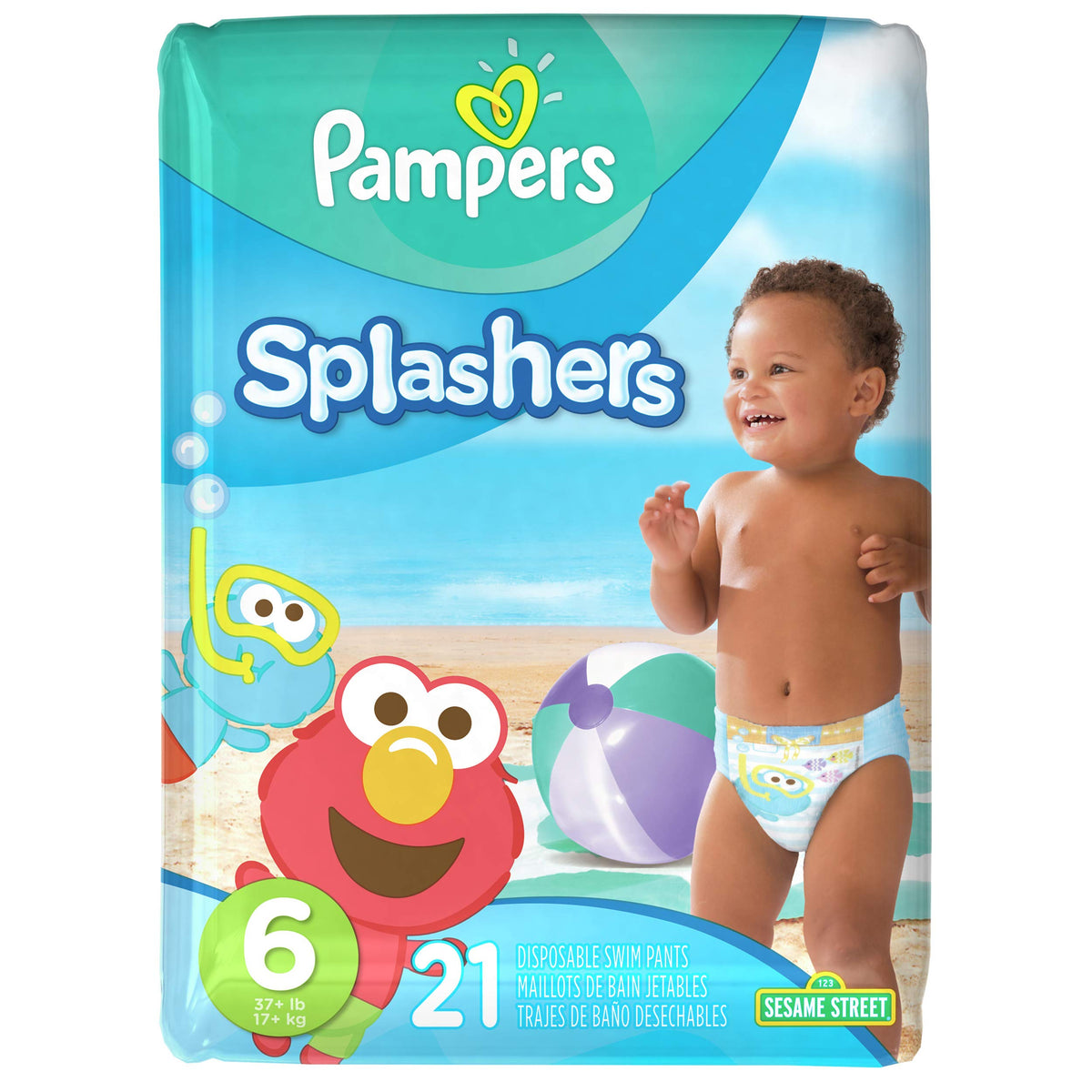 Pampers Splashers Swim Diapers, Size 4, 18 Count, Disposable Swim Diapers, Contains Mess, No Swell