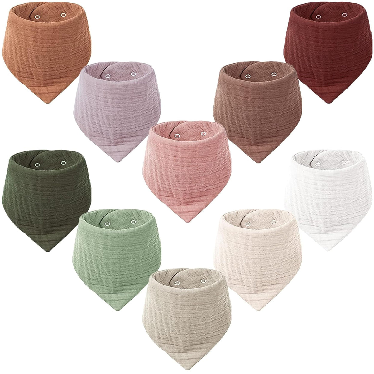 Konssy 10 Pack Baby Muslin Bandana Bibs for Drooling and Teething