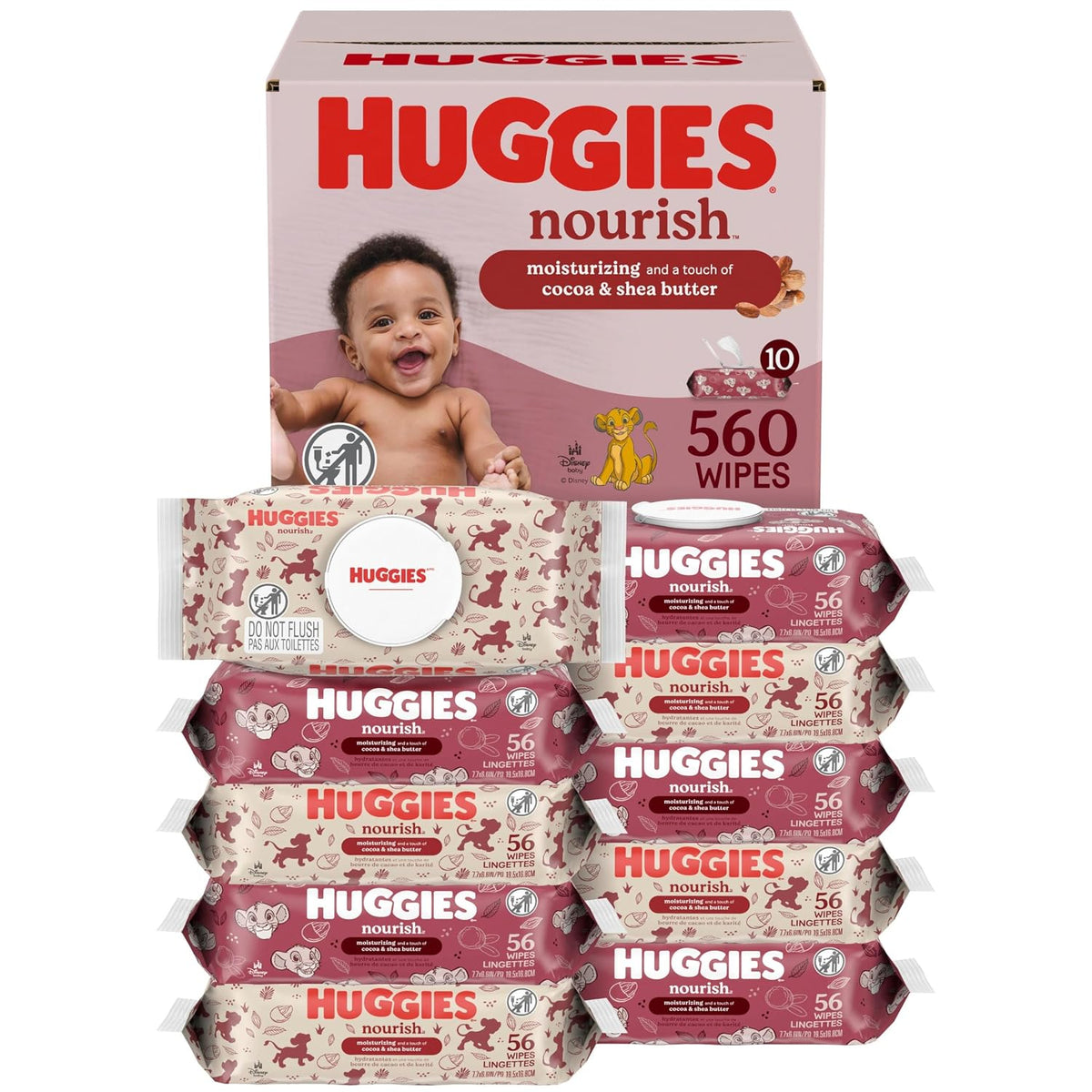Huggies Nourish Scented Baby Wipes, 10 Packs, 560 Wipes