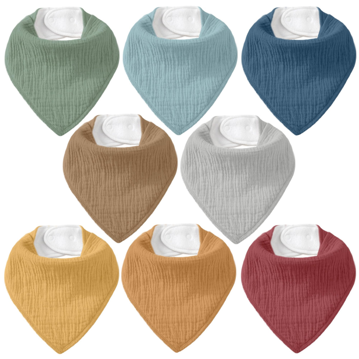 8 Pack Muslin Baby Bandana Bibs for Drooling and Teething