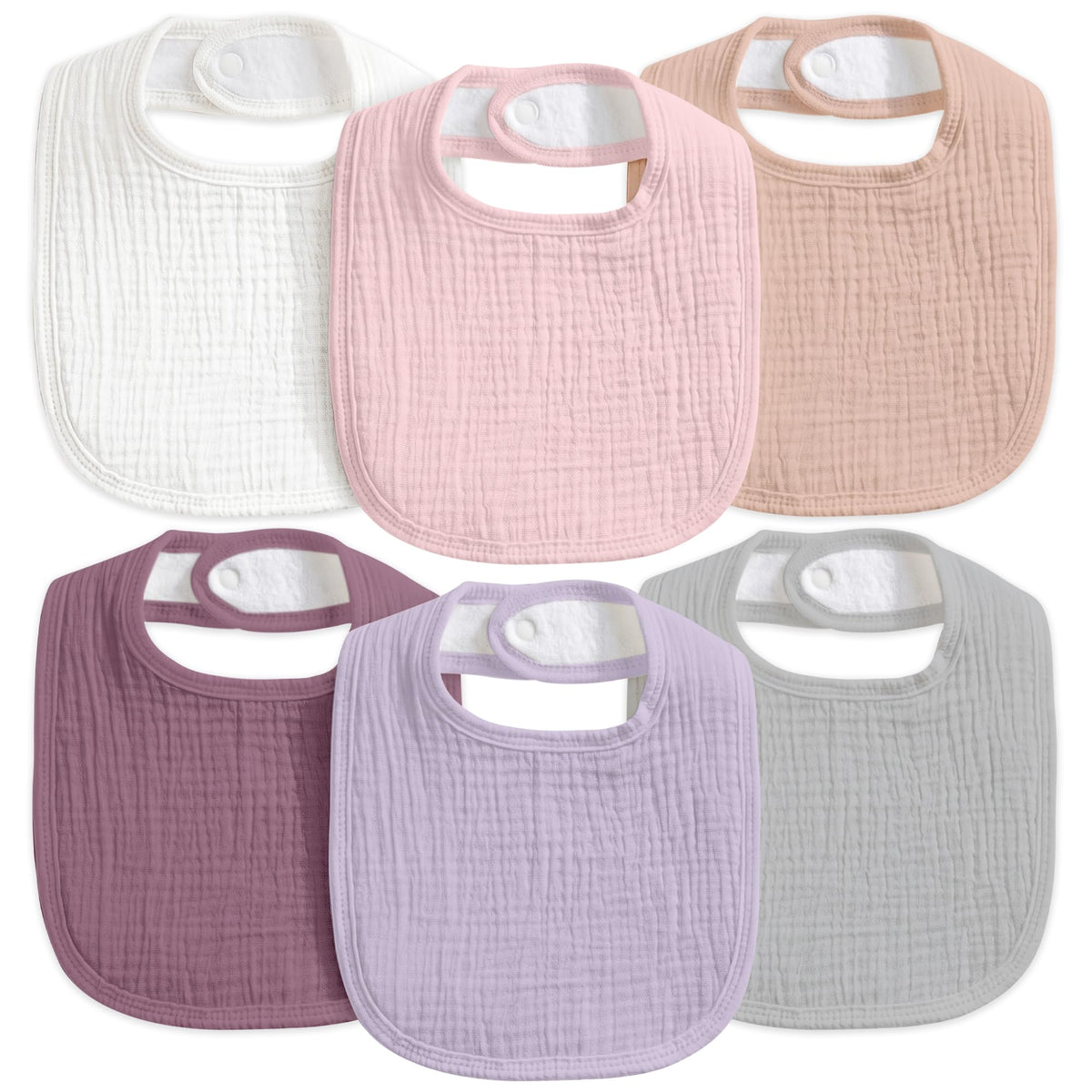 6-Pack Muslin Baby Bibs for Drooling & Teething, Absorbent Bib