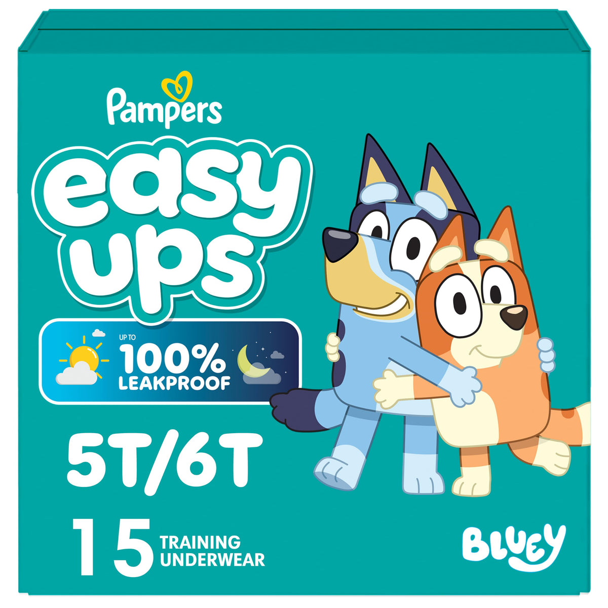 Pampers Easy Ups Girls & Boys Potty Training Pants, Size 4 (2T3T), 140 Count, Bluey Absorbent Training Underwear, Up to 100% Leakproof Day and Night, Hypoallergenic