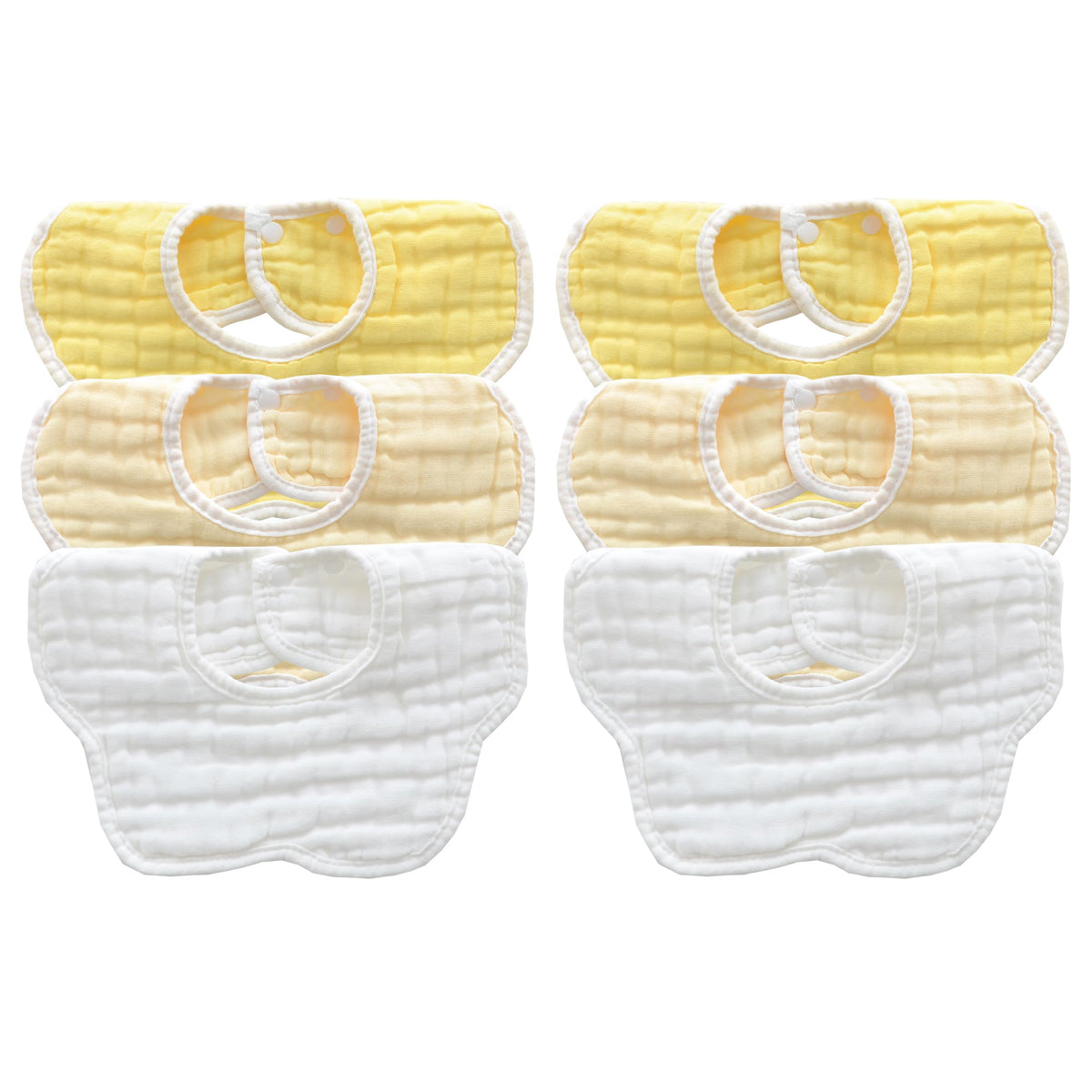 MUKIN Soft Cotton Muslin Baby Bibs 6 Pack | Adjustable Snap Closure for Newborns| Absorbent for Drooling, Teething & Feeding