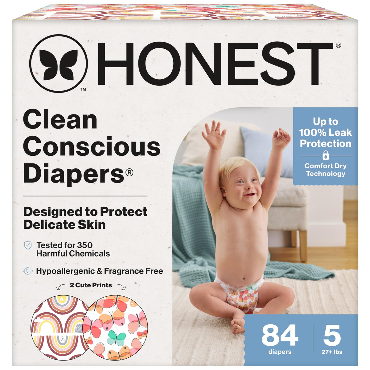 The Honest Company Daytime Diapers, Pattern Play Above All, Size 1, 136ct