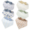 JUVA Baby Bandana Drool Bibs 6pk, Organic Cotton, Absorbent & Reversible