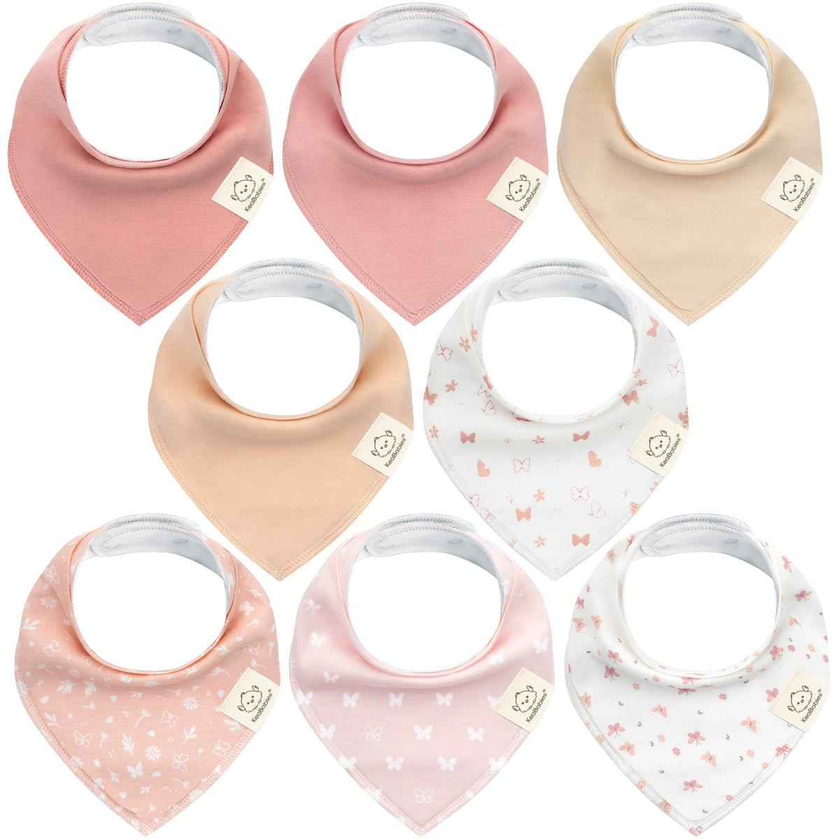 8pk Organic Baby Bandana Bibs for Drooling and Teething (Muted Pastel)