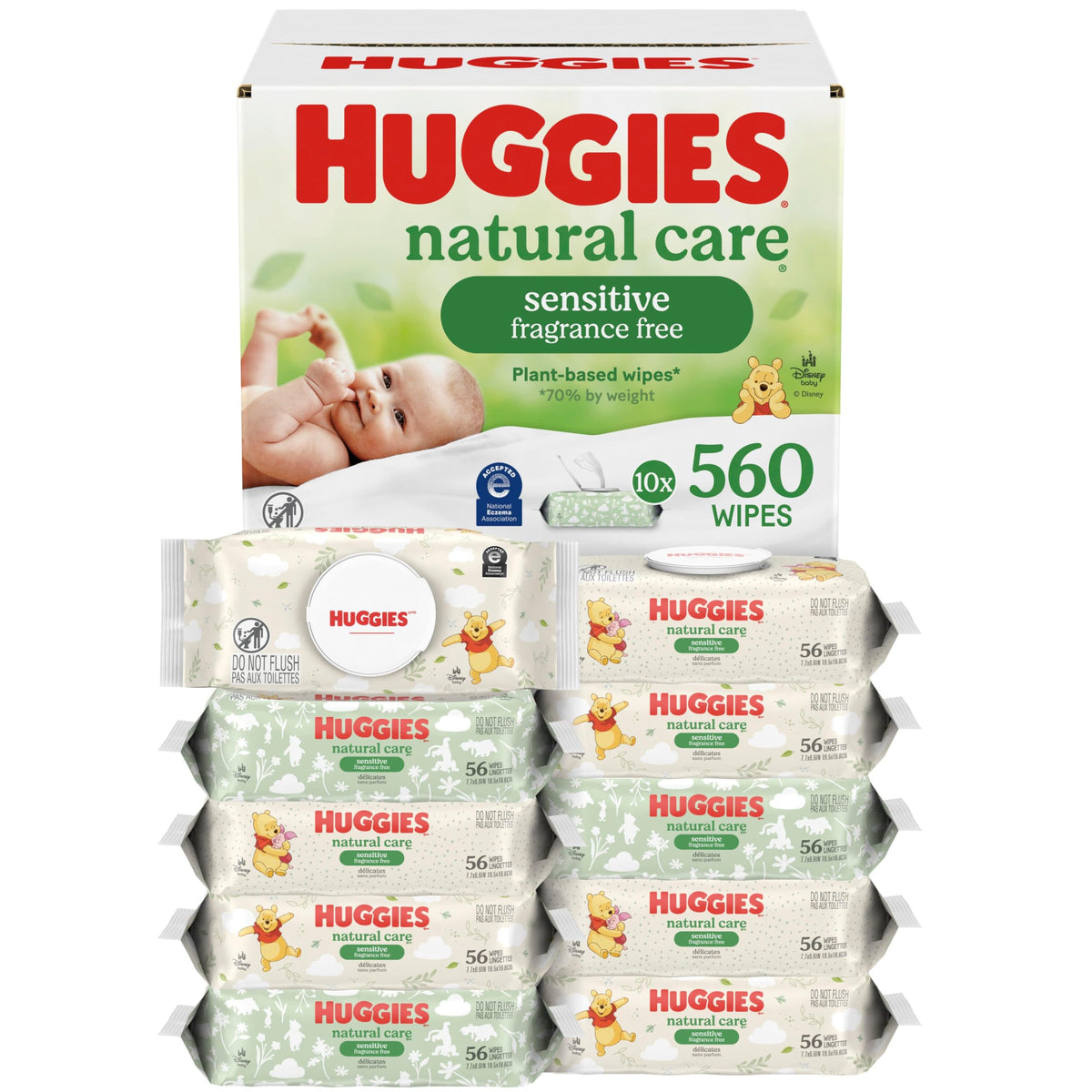 Huggies Natural Care Sensitive Baby Wipes, Unscented, 6 Packs, 288 Wipes