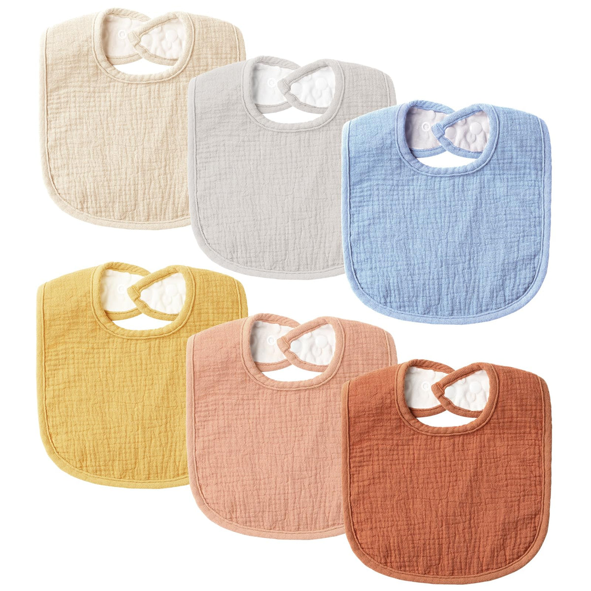 POIKSHARK 6-Pack Muslin Baby Bibs for Unisex Boys Girls, Cotton Baby Drool Bibs, Drooling and Teething Bibs for Infant