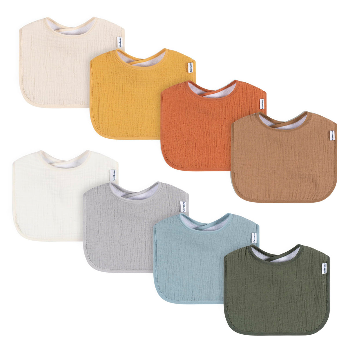 Gerber Baby Boys & Girls Muslin 8 Pack Drooling Bibs