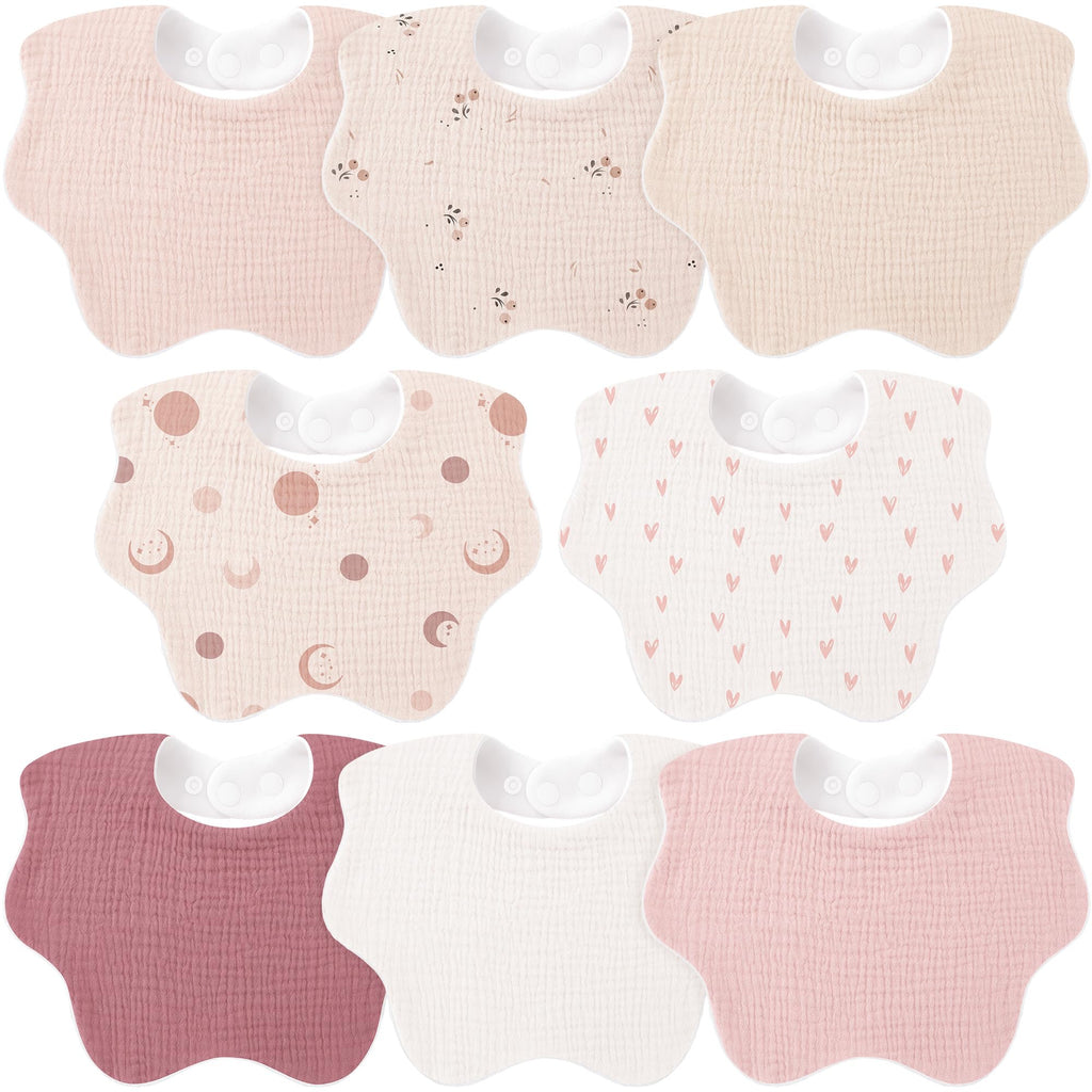 Bearmoss Baby Bibs for Drooling & Teething 8 Pack Muslin Cotton Bibs