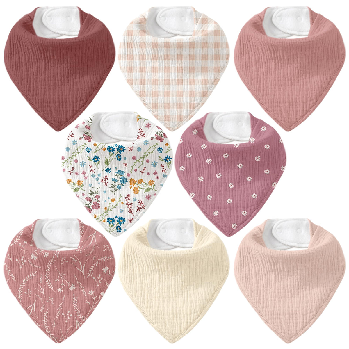 8 Pack Muslin Baby Bandana Bibs for Drooling and Teething