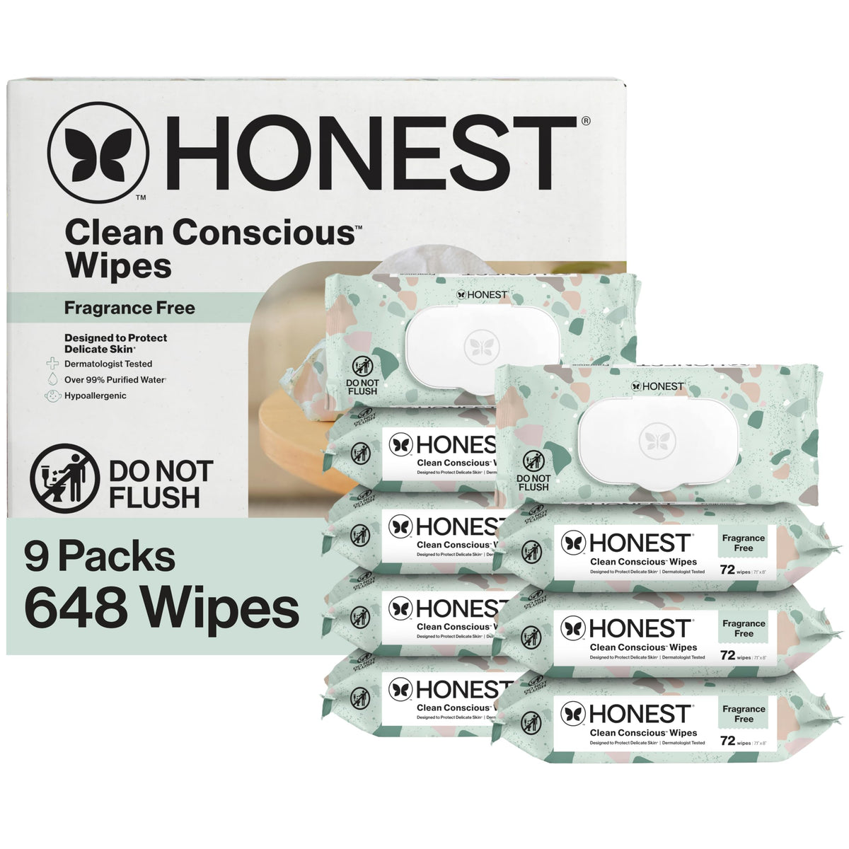 The Honest Company Multi-Use Baby Wipes, Geo Mood, Unscented, 576 Count