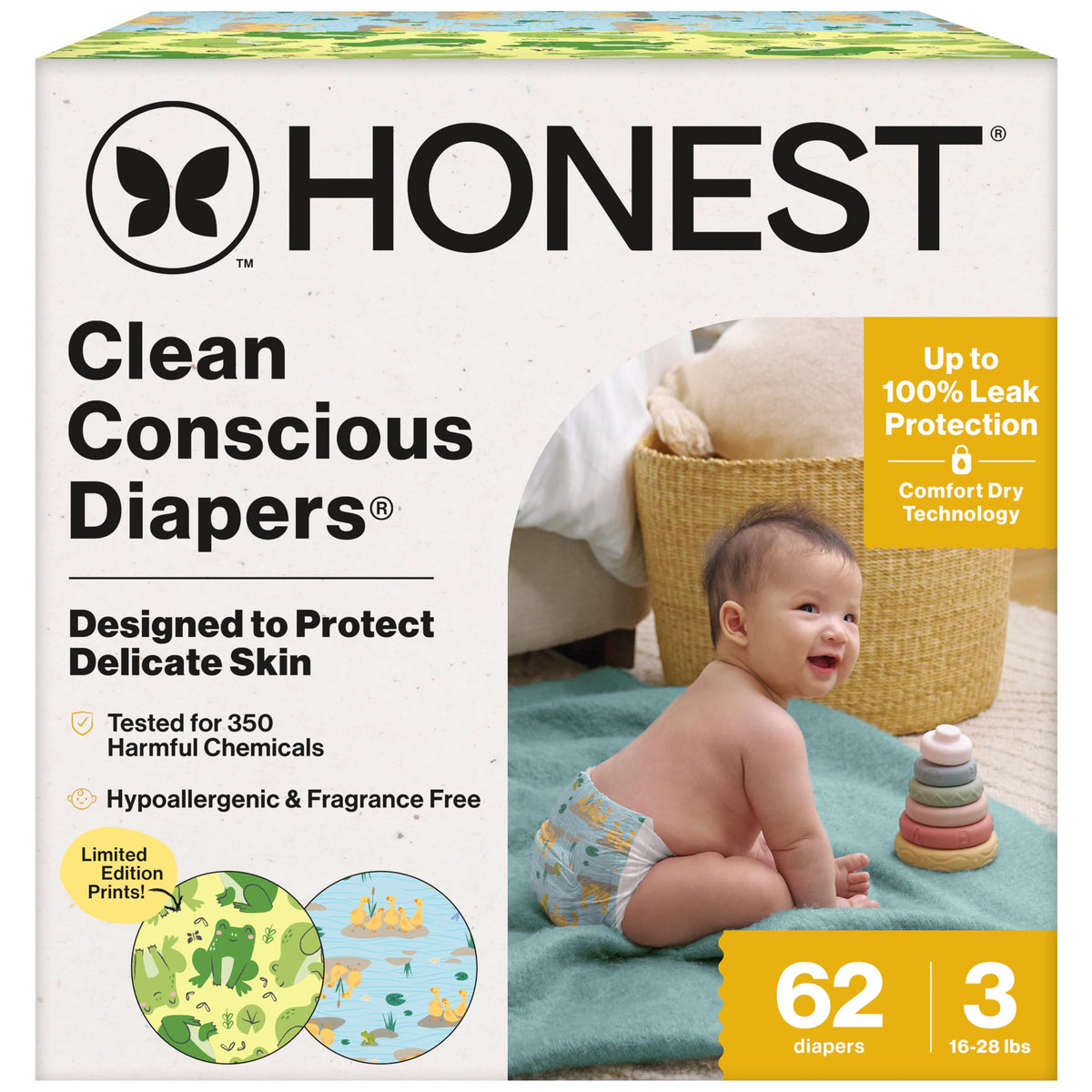 The Honest Company Daytime Diapers, Pattern Play, Size 1, 78 Count