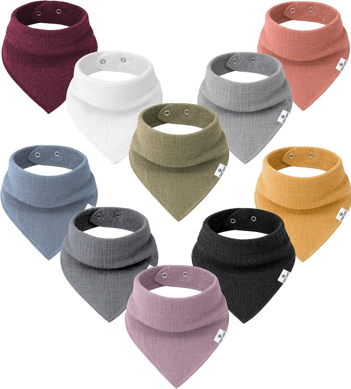 Diaper Squad 10-Pack Organic Muslin Cotton Baby Bibs for Baby Boy, Girl