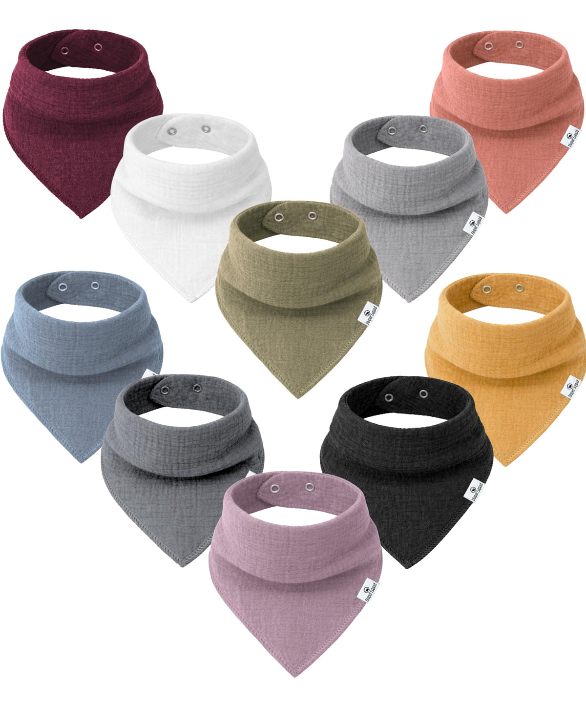 Diaper Squad 10-Pack Organic Muslin Cotton Baby Bibs for Baby Boy, Girl