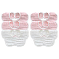 MUKIN Soft Cotton Muslin Baby Bibs 6 Pack | Adjustable Snap Closure for Newborns| Absorbent for Drooling, Teething & Feeding