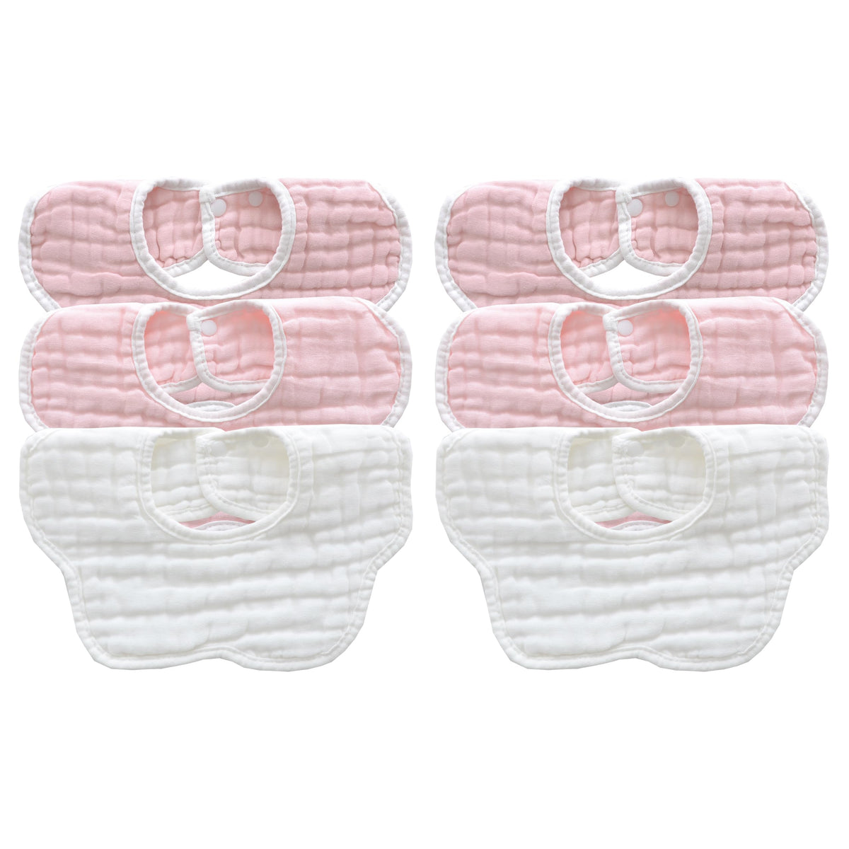 MUKIN Soft Cotton Muslin Baby Bibs 6 Pack | Adjustable Snap Closure for Newborns| Absorbent for Drooling, Teething & Feeding
