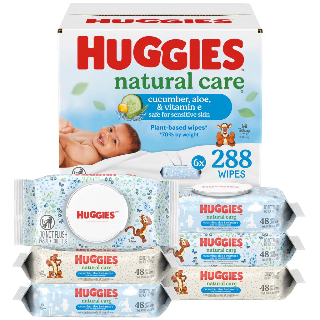 Huggies Natural Care Cucumber, Aloe and Vitamin E Baby Wipes, Hypoallergenic, Scented, 10 Flip-Top Packs (560 Wipes Total), Packaging May Vary