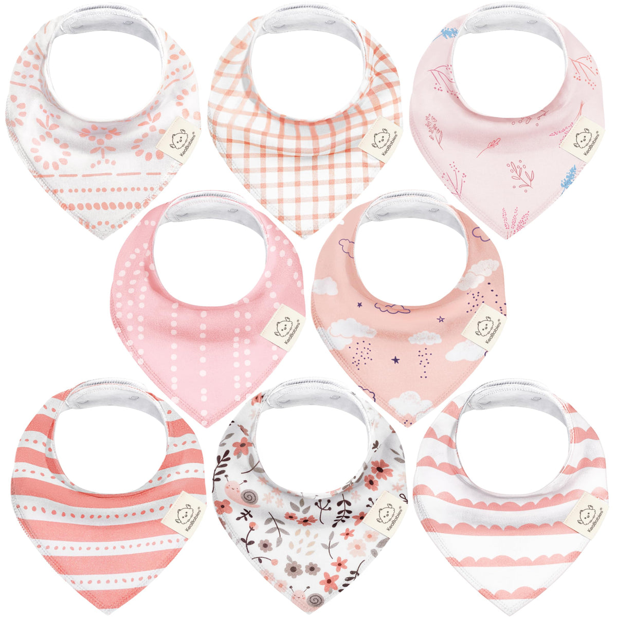 8pk Organic Baby Bandana Bibs for Drooling and Teething (Muted Pastel)